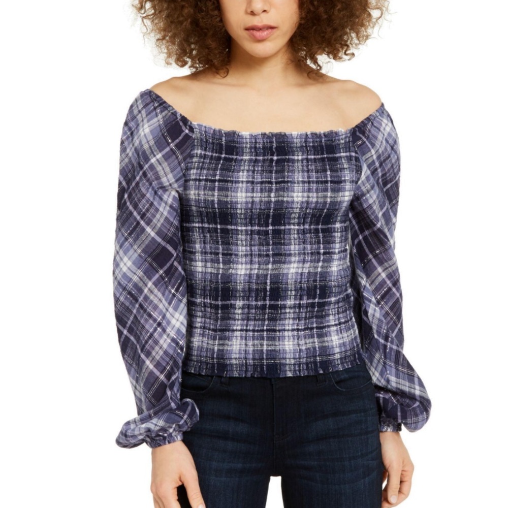 INC NWT Plaid Top with Lurex - size Medium